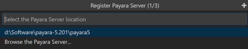 Register Payara Server - Location