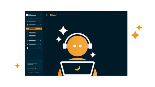 UI mockup of Payara Server with an AI agent wearing headphones at a laptop, surrounded by sparkles symbolizing AI.