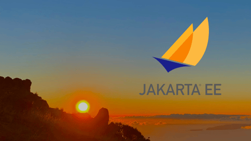 Jakarta EE logo over image of sunset